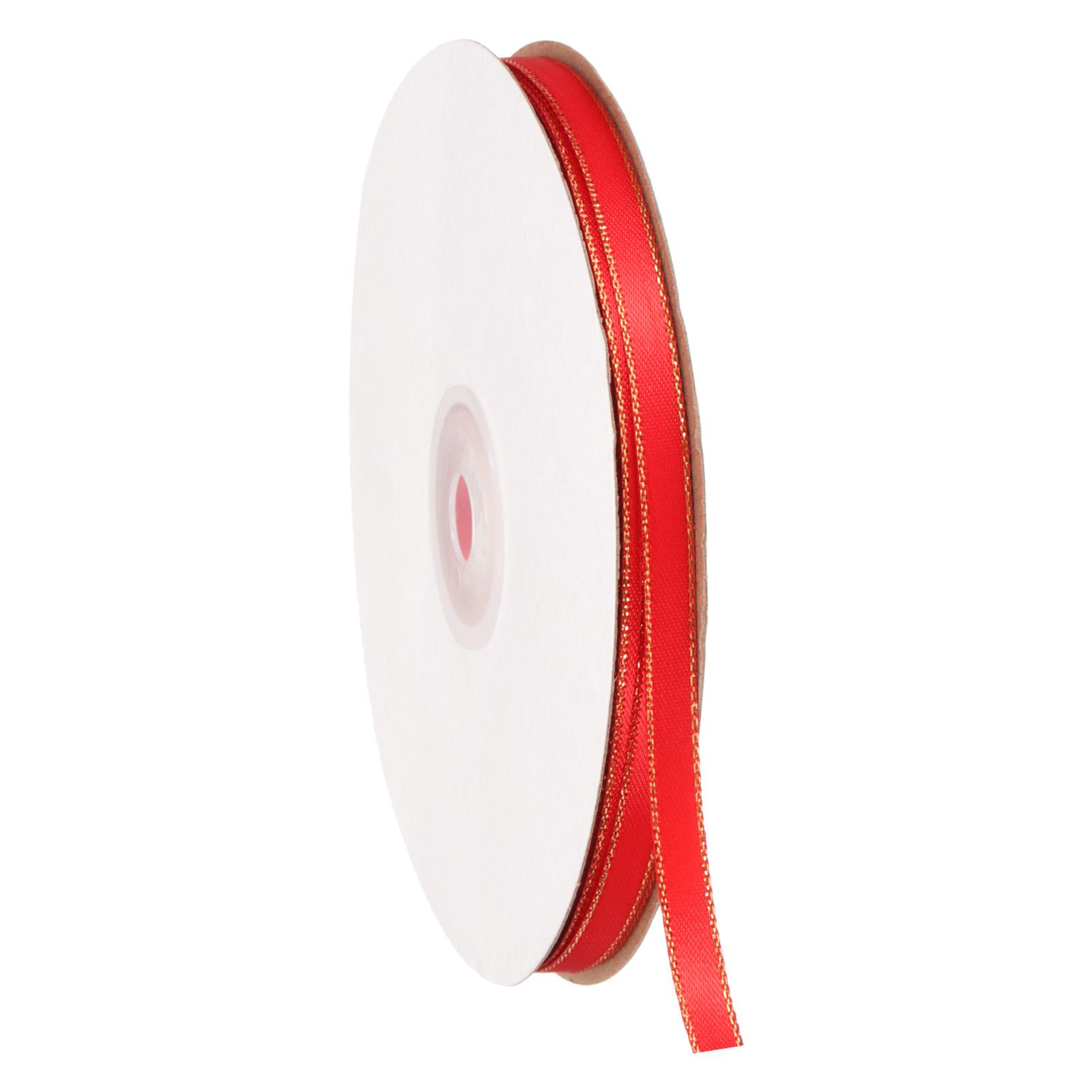 Атласная лента с золотым краем Двусторонняя атласная лента для рукоделия Бант Ручная работа Подарочная упаковка Вечеринка Рождество Свадьба Декоративная 50 Yards