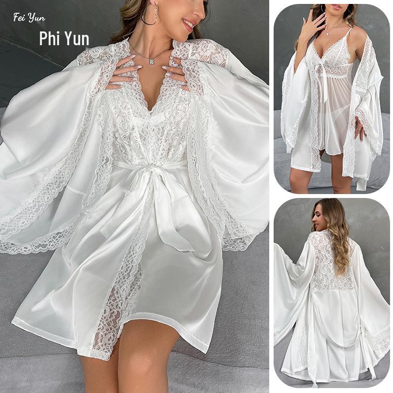 Women's Satin Bathrobe & Pajama Set 850 - Sexy & Loose Fit Homewear