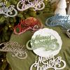 Christmas Merry Hanging Decoration Plastic Red Gold Glitter Hanging Sign Christmas Doorway Garden Store Hanging Text Ornaments