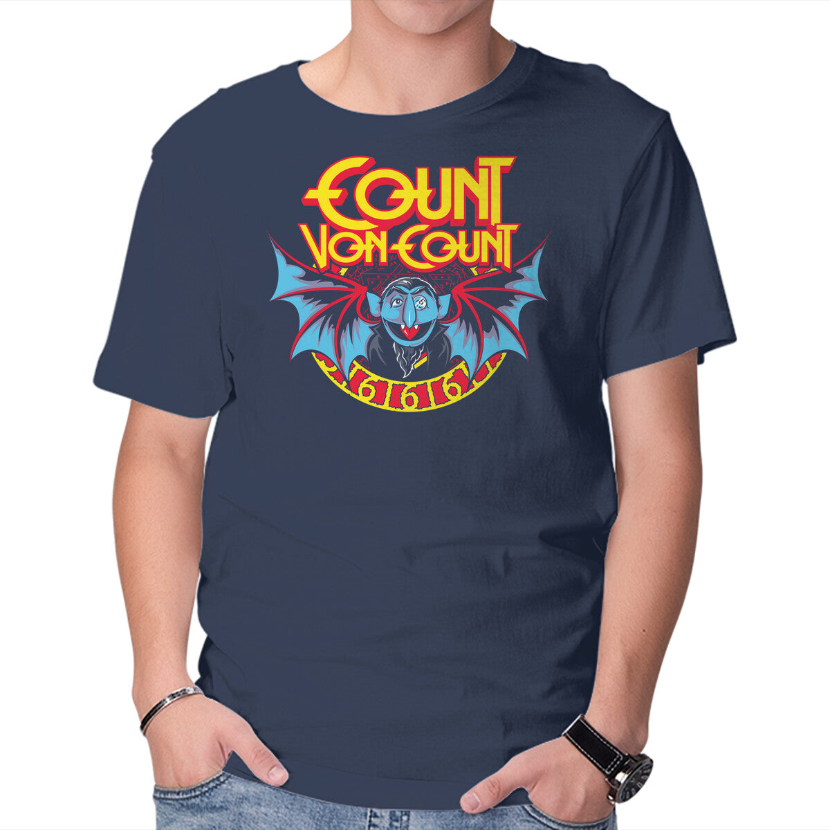 Unisex Crew Neck T-Shirt The Count Graphic Short Sleeve Casual Tee S