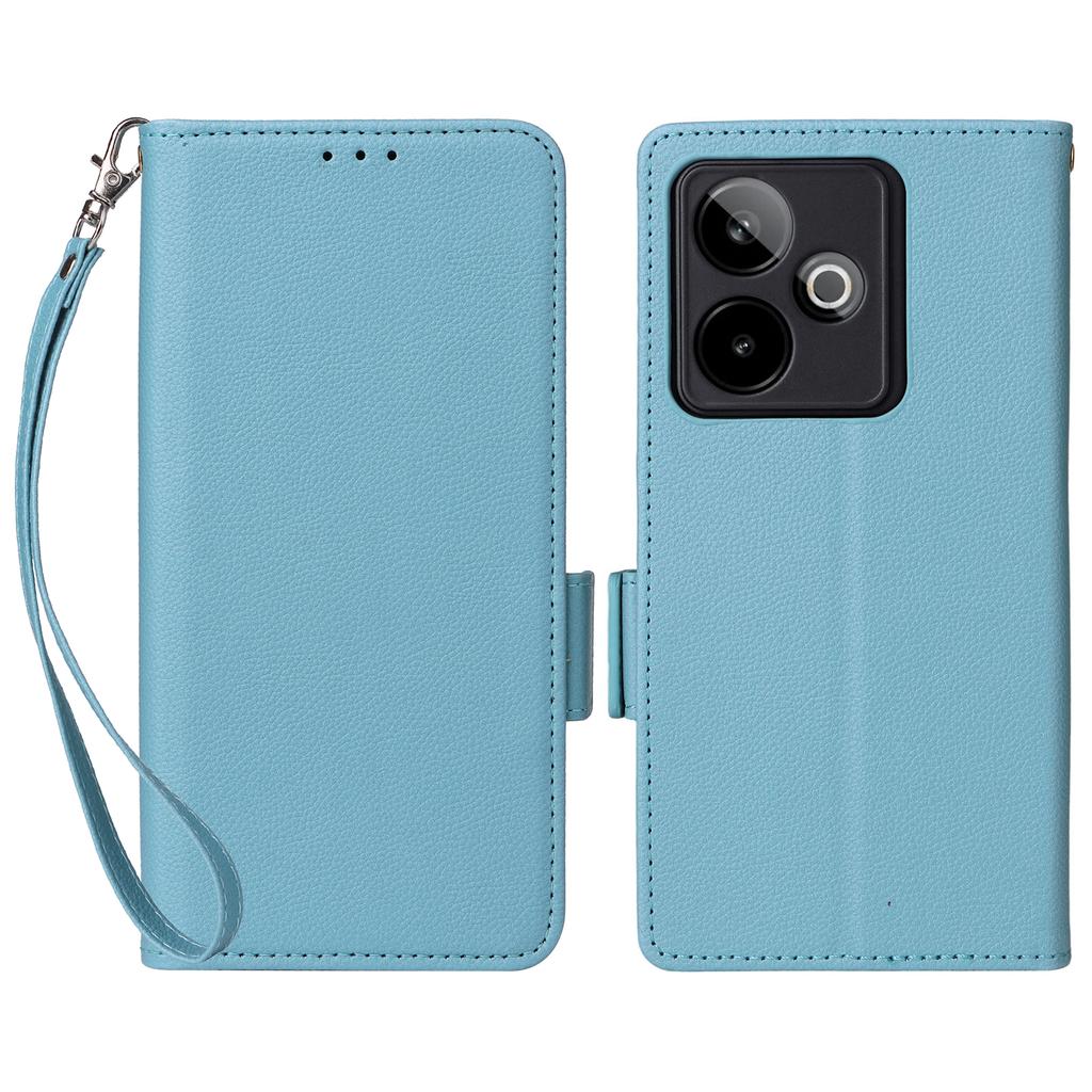 For Realme GT 7 5G Case with Wrist Strap Litchi Texture PU Leather Wallet Phone Cover