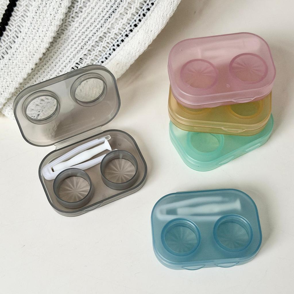 1 peça Caixa de Lentes de Contato Ins Portátil Transparente Caixa Companheira Minimamente Integrada Estojo de Lentes de Contato de Viagem para Meninas com Pinça