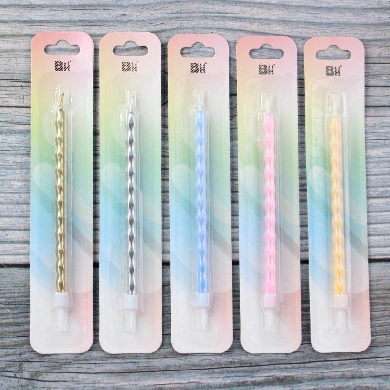 Single Birthday Candle Paris Streaming Color Long Pole Creative Spiral Suction Card Independent Party Candle