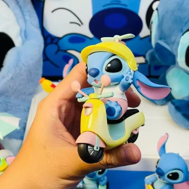 Anime Figures Stitch Figure Trip Car Collection Kawaii Stich Riding Doll Action Figure Model Ornament Toys Gift