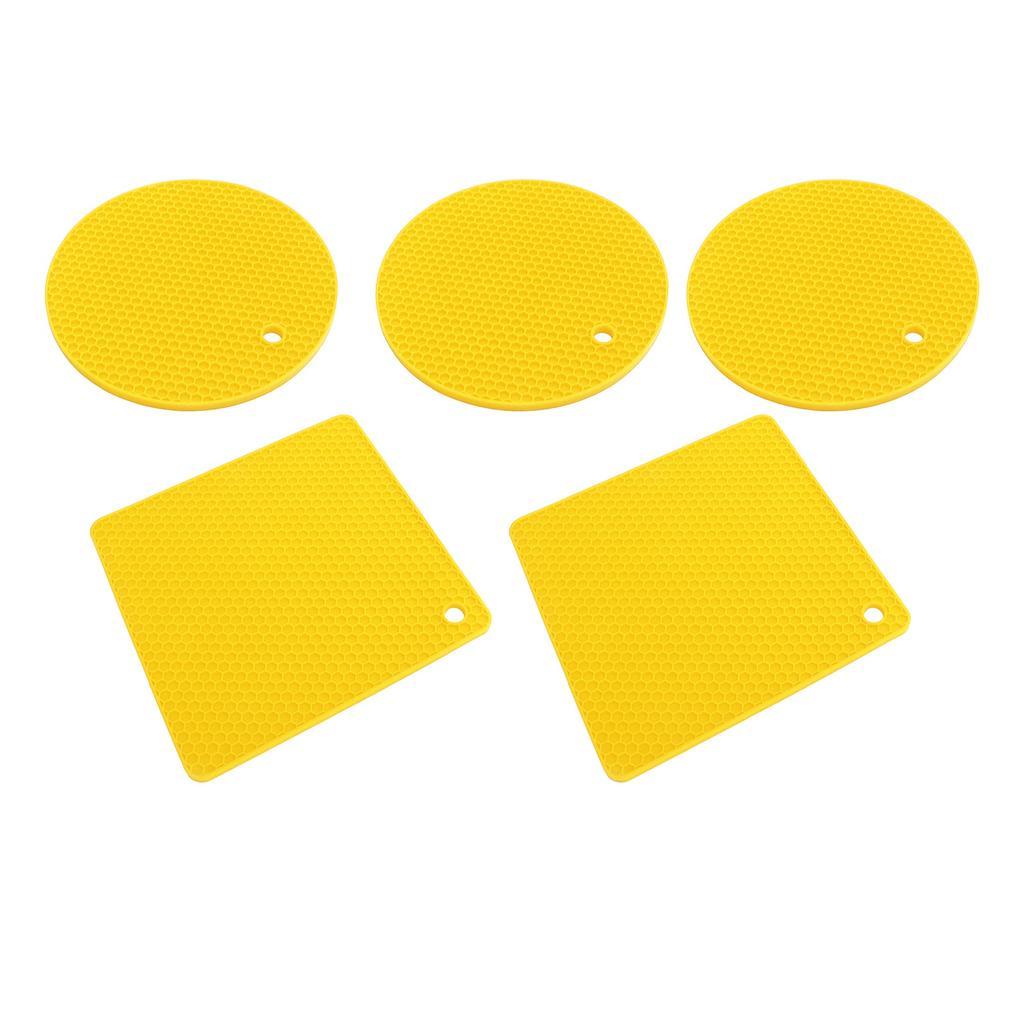 5Pcs Silicone Trivet Mat Round Hot Pad Non Slip Heat Resistant for Hot Plate Pans Kitchen Pots