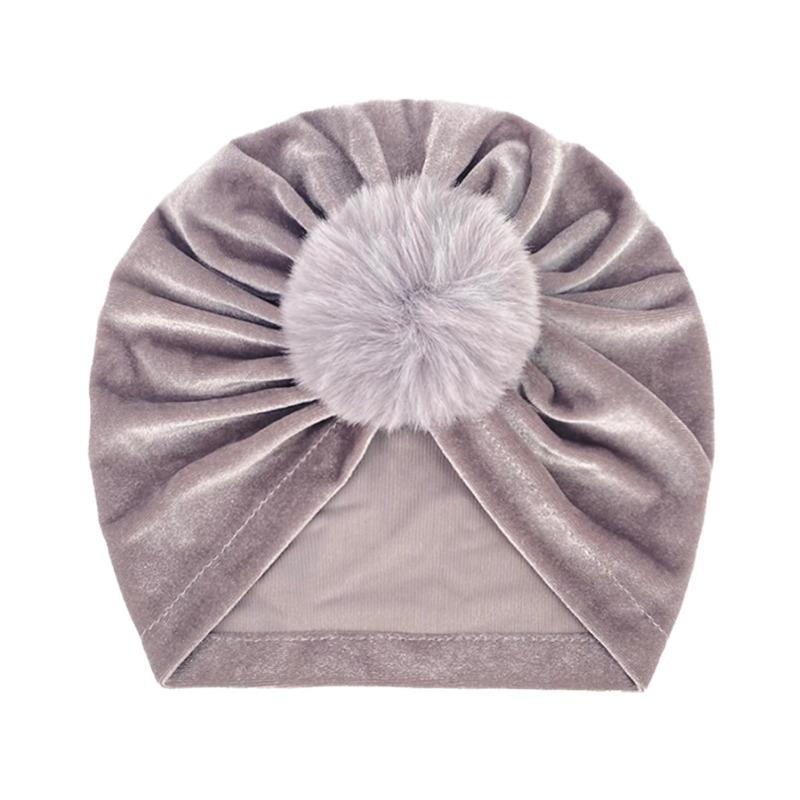 Winter Golden Velvet Hairball Cap Autumn Popular Infant Warm Hat Babyhat Dome Baby