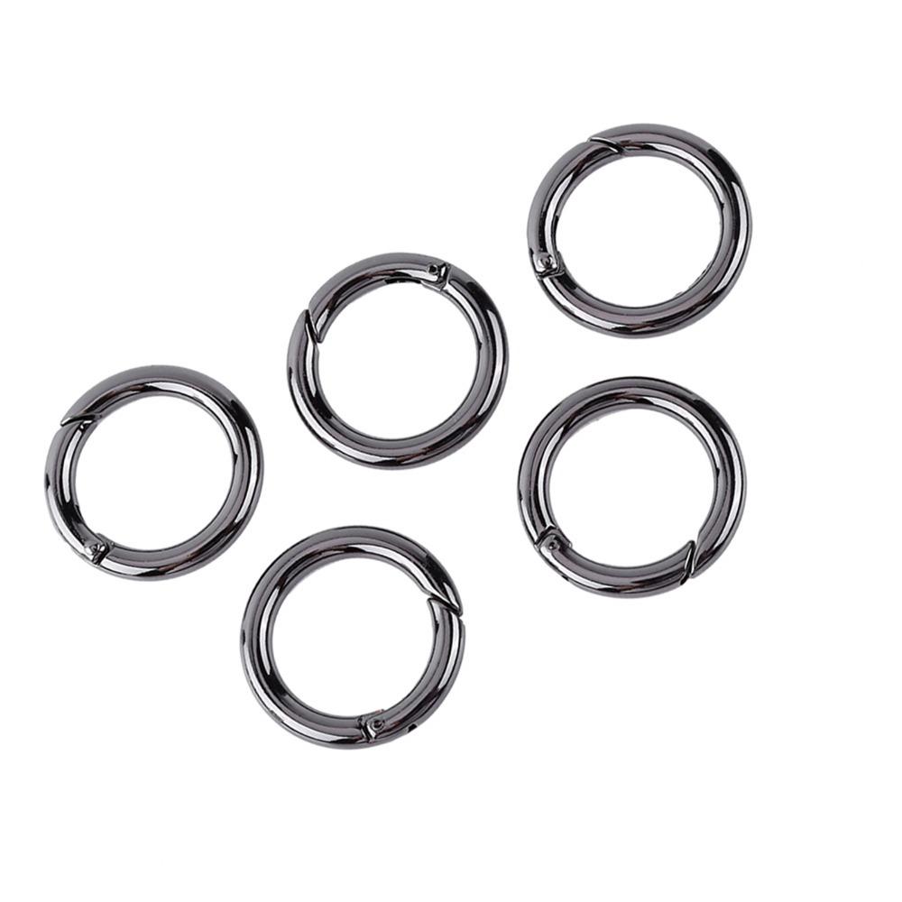 20 Pcs Black Round Carabiner Spring Snap Clips Round Keychain Buckle Outdoor Activities