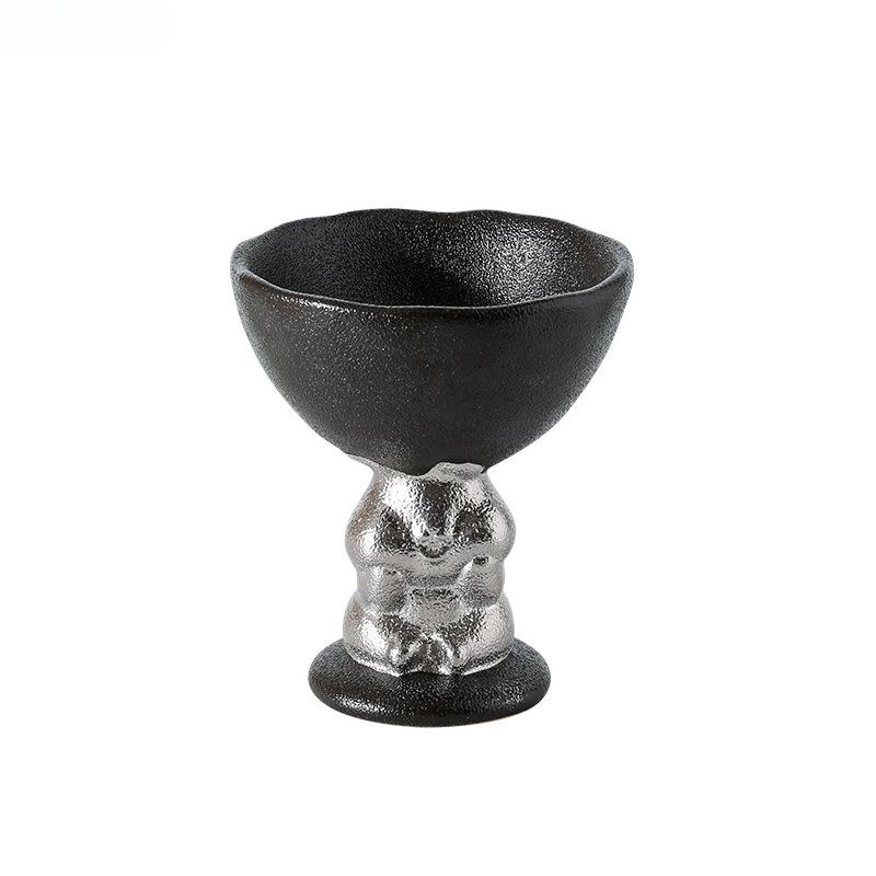 BR190mlCeramic Ice Cream Cup Heart-shaped Dessert Bowl Creative Frosted Relief Rabbit High Footed Cup Cute Rabbit Fruit Salad BowlEY
