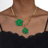 Fashionable and Minimalist Alloy Colorful Flower Pendant Necklace, OT Buckle Snake Bone Chain, Women's Necklace