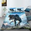 Fierce Beast Dinosaur Print Bedding Quilt Cover and Pillowcase Full-size Color Cartoon Dinosaur Pattern Comfortable and Luxurious Home Decoration