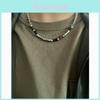Geometric Beaded Agate Necklace With Steel Chain For Women And Men