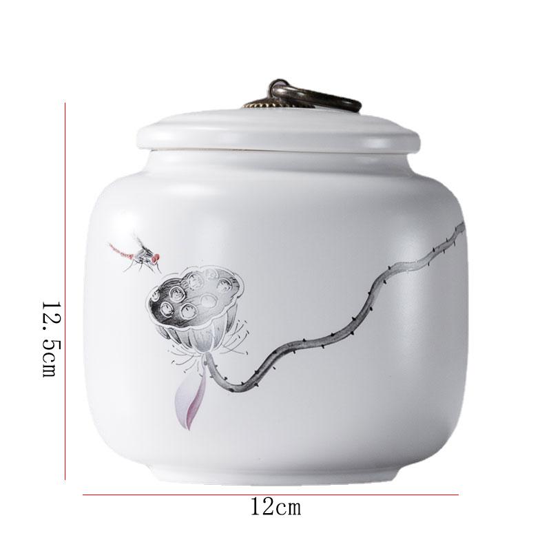 Creative Ink Painting Ceramic Storage Jar with Lid Sealed Tea Tin Candy Coffee Food Jar Storage Container Home Decoration Modern