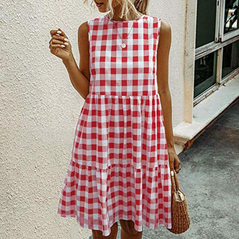 Vestido Corto Vestido Rojo Playero Vestido Corto A Cuadros Con