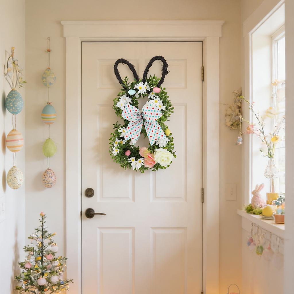 Easter Bunny Flower Garland Decorative Easter Flower Garland - Foldable Home Decoration Item