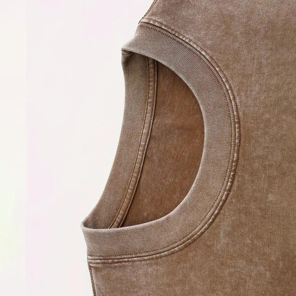 Herren Trendiger Gewaschener Distressed Kurzarm-Shortsanzug Herren Lockerer Freizeitanzug