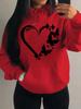 Women's Loose Fleece Hoodie with Love & Butterfly Print