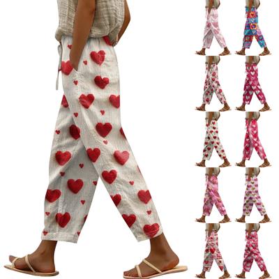 Women's Casual Pants Fashionable Print Drawstring Pockets Elastic Waist Pants