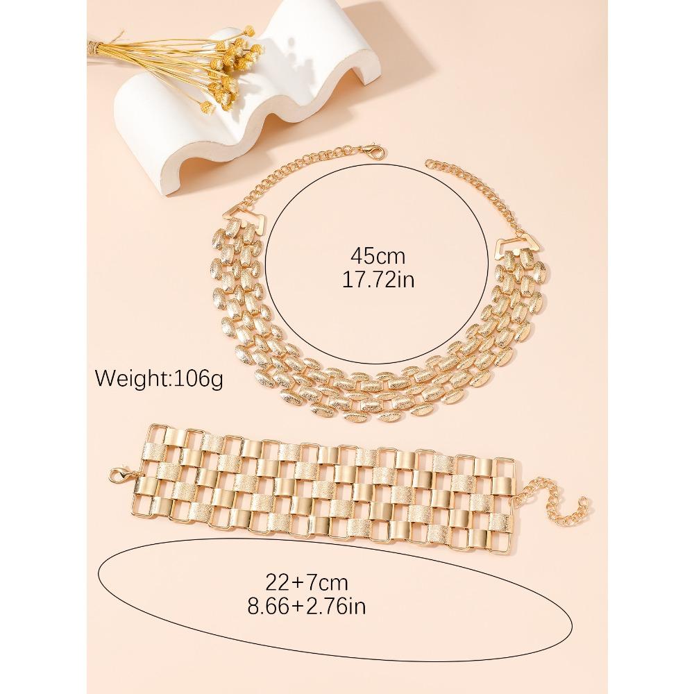 Nadrozměrná prolamovaná sada řetízku - Výrazný evropský náhrdelník a náramek