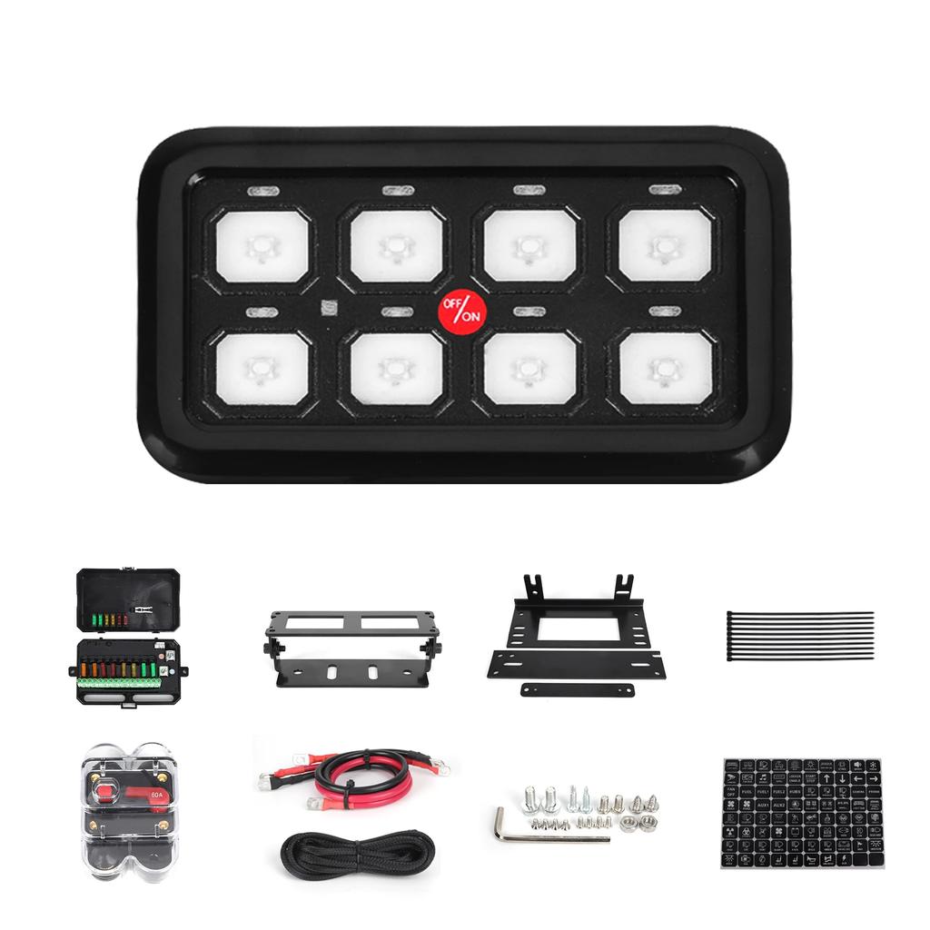 Mictuning 6/8/12 Gang RGB Switch Panel Led Work Light Bar Switches Box Controller for Universal Cars Truck Boat UTV 4X4 4WD