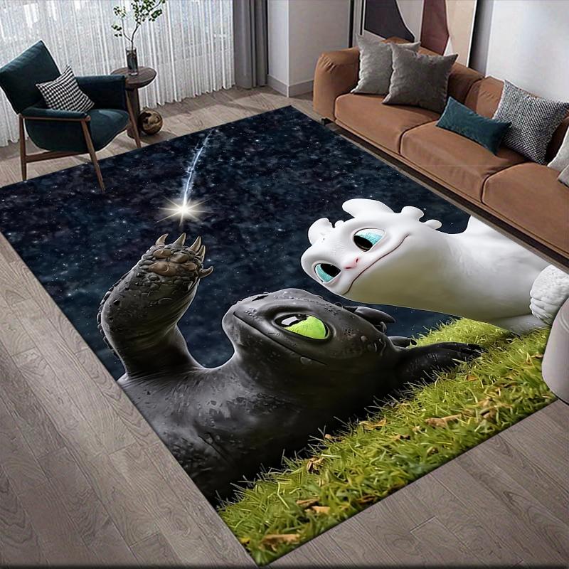 How To Train Your Dragon Toothless & Light Fury (2) Area Rug, HTTYD Fan Cozy Carpet, Great Gift.chl