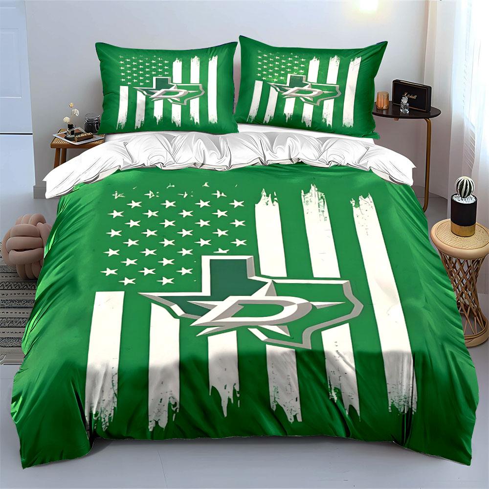 "Green Texas Flag with Star and Stripes" Print Bedding Set Duvet Cover Pillowcases (1* Duvet Cover 2* Pillowcases Do Not Include Comforter)