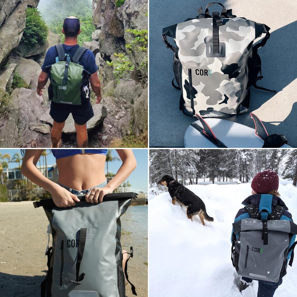 COR Surf Waterproof Dry Bag Backpack with Padded Laptop Sleeve 25L 40L Heavy Duty Roll Top Dark Travel & Pack, Blue, 40L, Backpack.