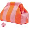 Woven Clutch Purses for Women, Summer Beach Crochet Striped Dumpling Bag Evening Handbag with Romantic Lucky Clover