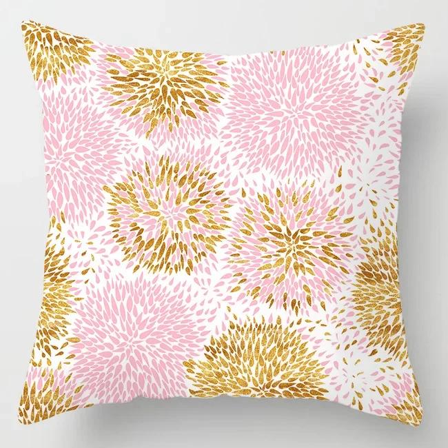 Hot Pink Roses Swan Feathers Geometric Cushion Cover Modern Fashion Nordic Simple Pillowcase Home Decor Sofa Throw Pillows Cover