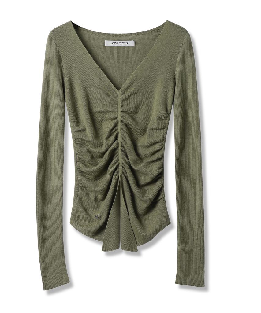 VIVACIOUS Blanc Shirring Slit Knit – 5Col