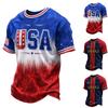 Men's Casual Short Sleeve Neck T-Shirt with USA Letter Print, Lightweight and Breathable