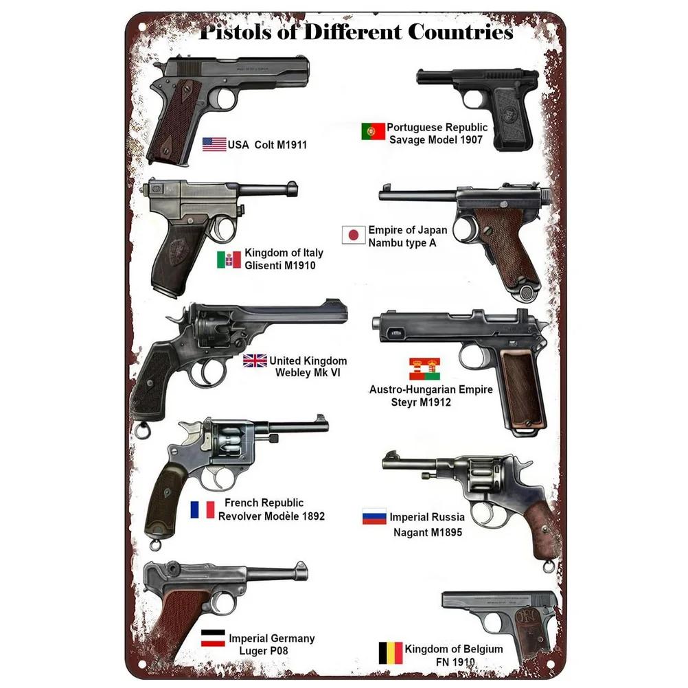 HD New Pistol Metal Tin Signs Ruger Smith Wesson Vintage Poster For Cafe Garage Bar Club Man Cave Art Wall Decorative Paintings