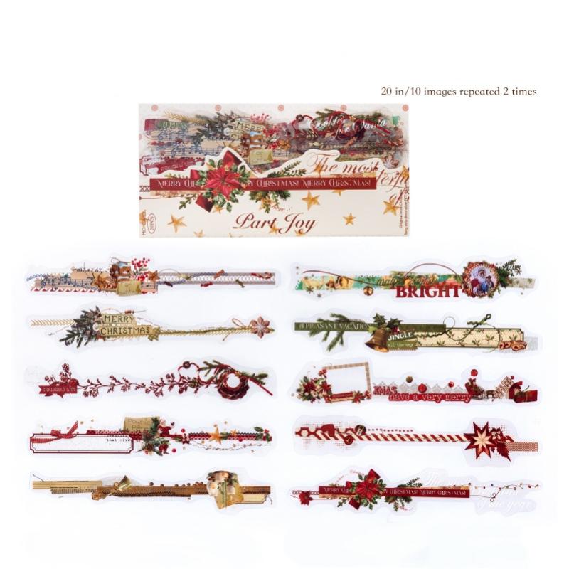 

20/80 Pcs Kawaii Christmas Stationery Pet Stickers Handheld Diy Scene Landscape Retro Christmas Decoration Craft Stickers A1