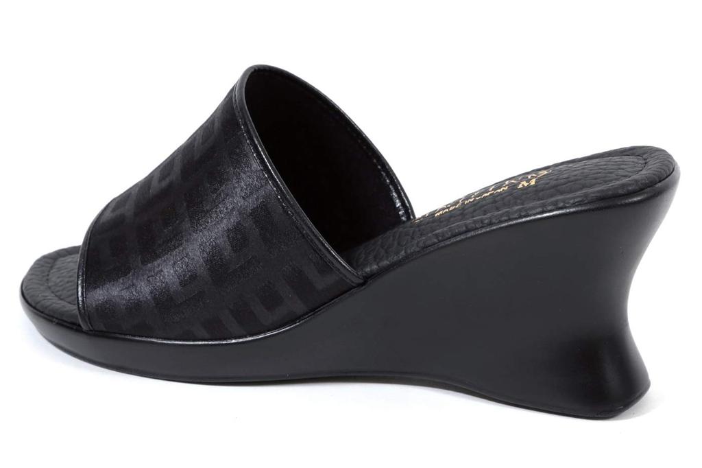 Mule Sandals Made In Japan Office Signature Wedge Sole Black Size M [Akiriko] Approx. 7.5cm
