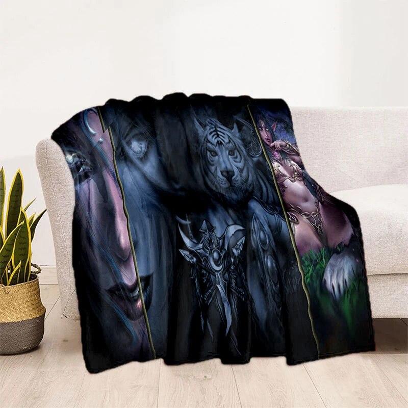 World of Warcraft Pattern Oversized Manta Sofa Bed Cover Soft and Hairy Blanket Plaid Soft Warm Flannel Throw Blankets Fans Gift