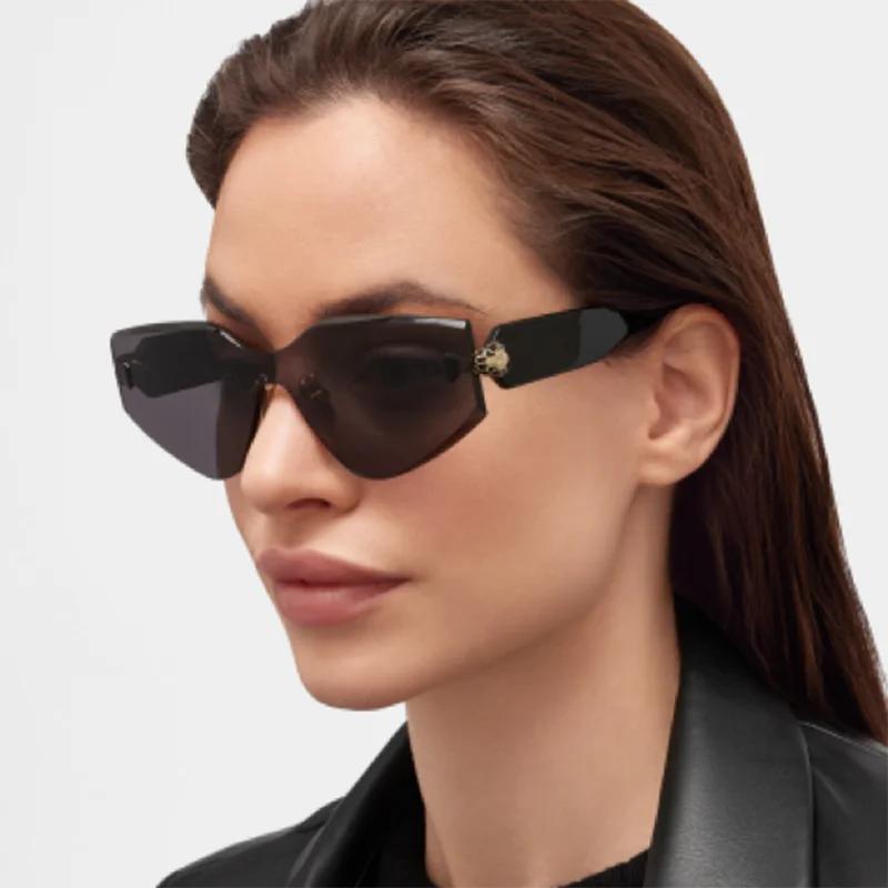 Vintage  Rimless Oversized Sunglasses Women For Men Luxury Brand Design Sun Glasses Punk Popular Rivet Irregular Shades Uv400
