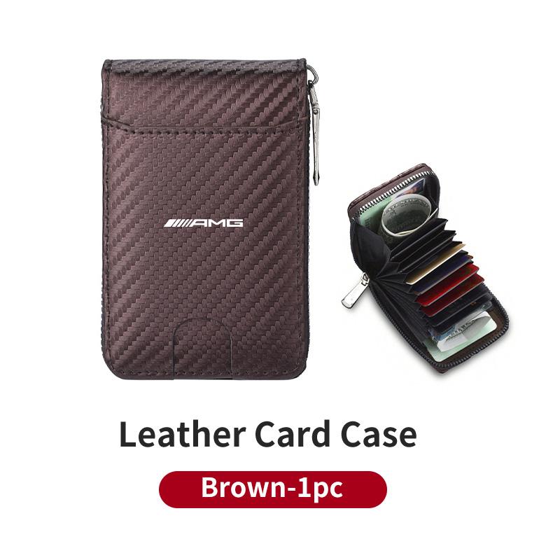 GLC GLB Carbon Fiber Credit Card Holder Wallet Men Rfid Thin Slim Minimalist Wallet For Mercedes Benz AMG A C E Class W201 W210