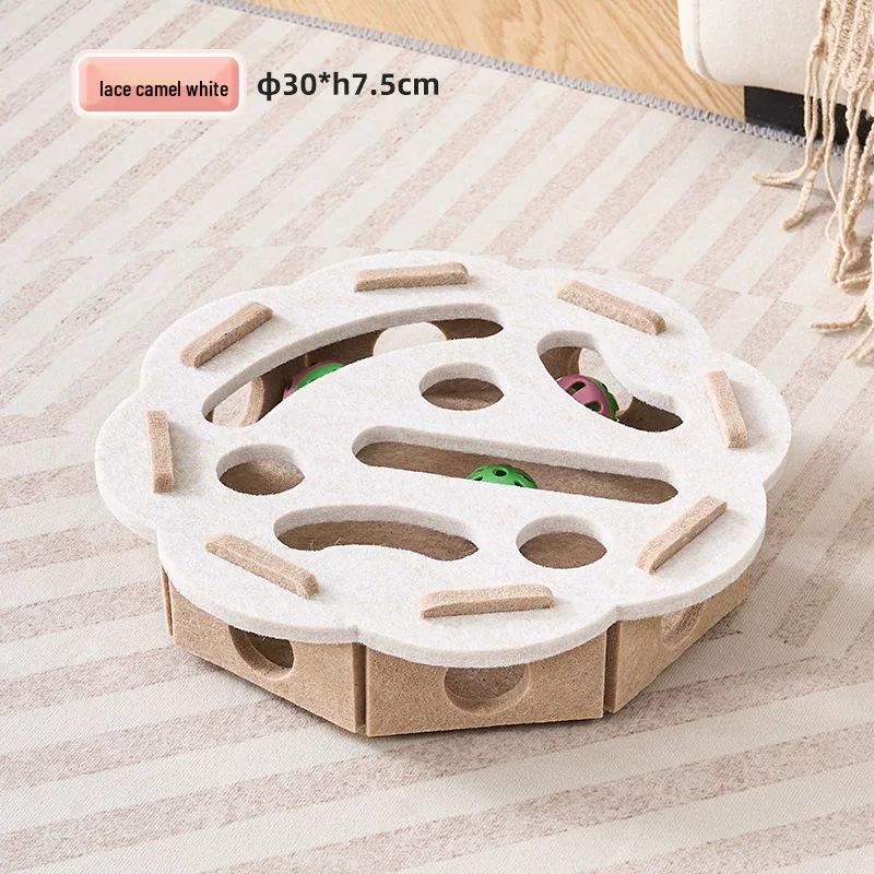 Cat Maze Burrowing Felt Box: Self-Entertainment and Decompression Toy with Teasing Bell Ball for Kittens