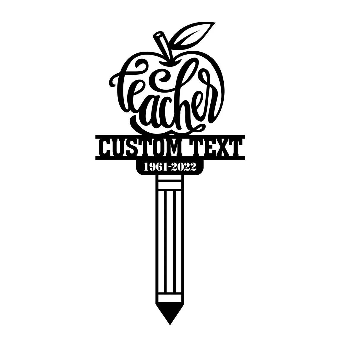 

Metal Wall Decor Plaque, Personalized Teacher Gift, Outdoor Garden Sign, Memorial Art for Educators, Apple Ornament
