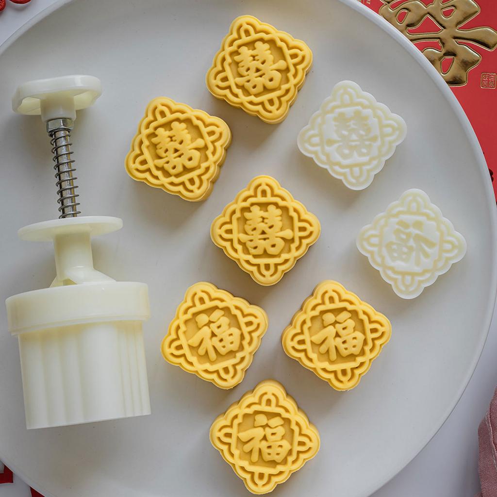 Unique Chinese Culture Mooncake Mold Dessert Molds Pastry Stamps Baking Accessory ABS Material Hand Pressure Baking Tool