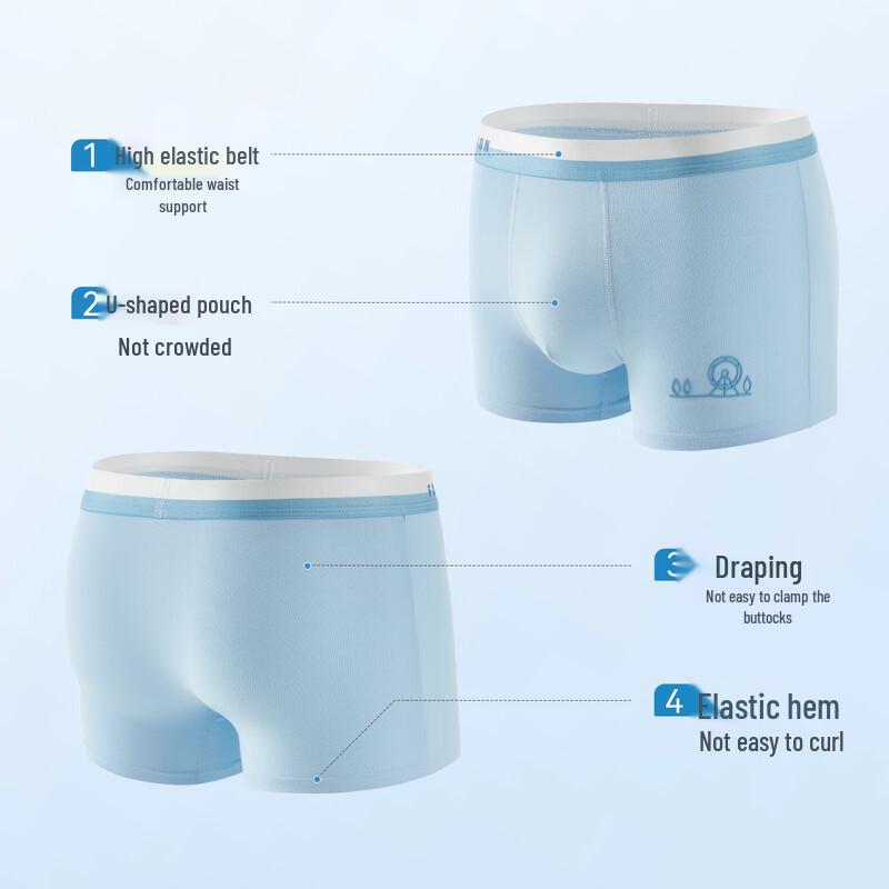 FENTENGCARE Boys' Antibacterial Cotton Boxer Briefs 4-Pack