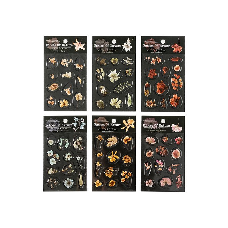 Echoes of Nature: Tomato Sauce Girl Dried Flower Resin Stickers - 6 Designs for Journals & Collages