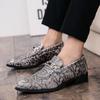 Men's Snake Pattern Small Leather Shoes 2025 Spring and Autumn Men's Pointed Leather Shoes Casual Lazy Shoes Trendy Men's Shoes