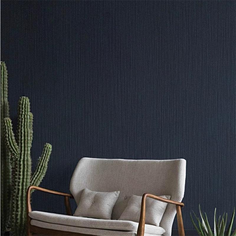 Dark blue caramel gray non-woven linen texture plain wallpaper Japanese living room bedroom background wall wallpapers home deco