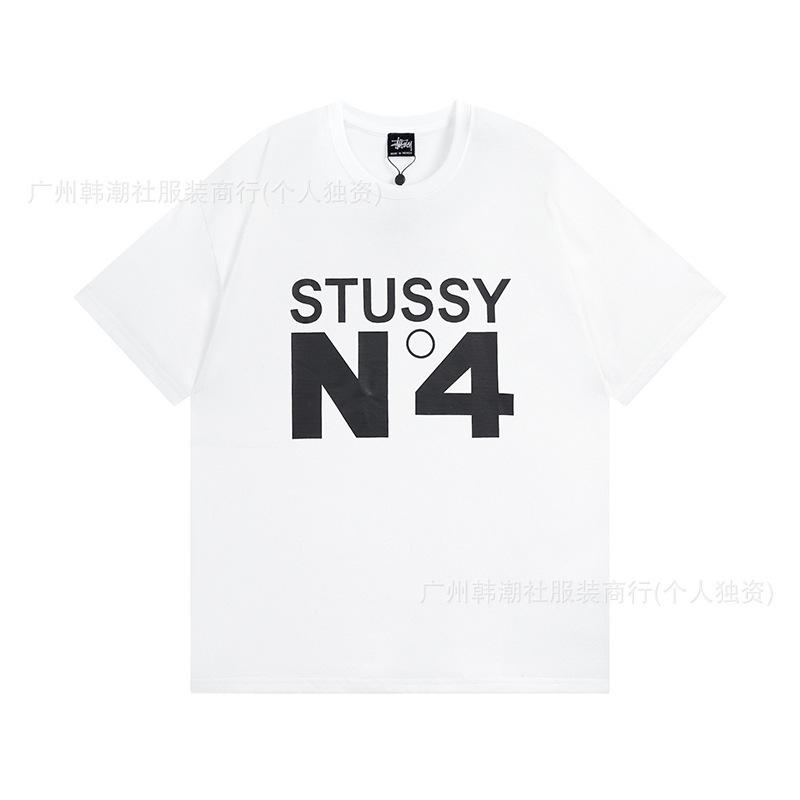 [2] American trendy brand short-sleeved t-shirt black and white collection printed short-sleeved t-shirt casual couple men and women of the same style