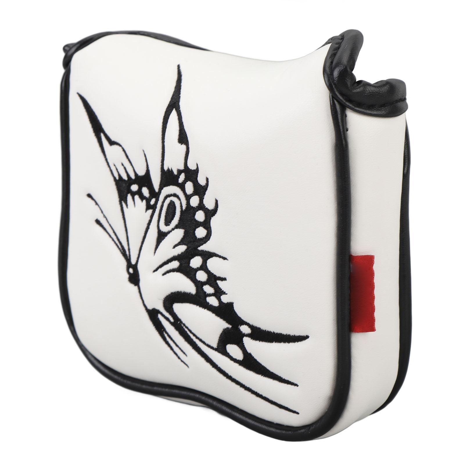 

Putter Cover Headcover PU Shell Plush Lining Delicate Embroidery Putter Head Cover Protector White