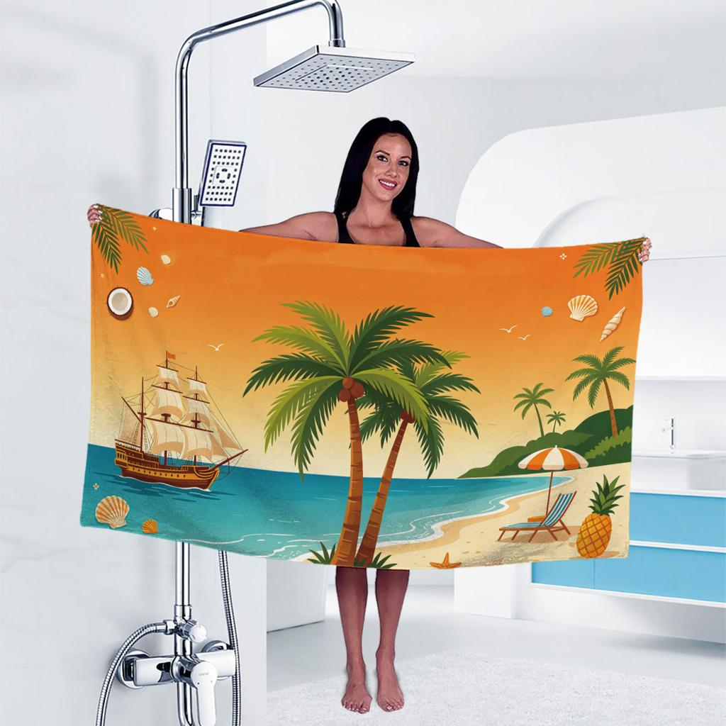 coconut Print Towel Sport Quick-Drying Super Absorbent Camping Towel Super Soft Lightweight Gym Swimming Yoga Beach Towel