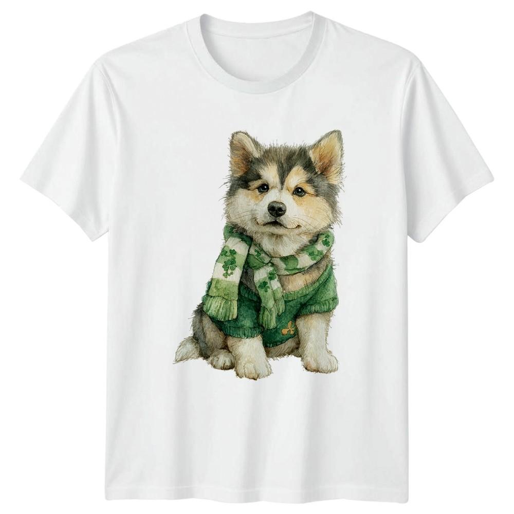 Alaskan Malamute Puppy St Patricks TShirt Puppy Clover Dog Lovers