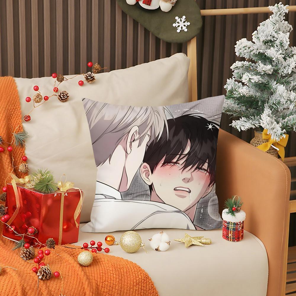 Anime Boys' love Pillow Case Anti-dustmite Pillow Invisible zipper silky short plush Sofa cushion cover