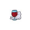 Cartoon Dripping Cat Metal Badge Cute Drinking White Cat Brooch Versatile Creative Funny Medal Clothing Accessories