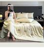 Summer Embroidery Silky Quilt Set – 4-Piece Bedding for Single/Double, Includes Bare Sleep & Air Conditioning Quilts
